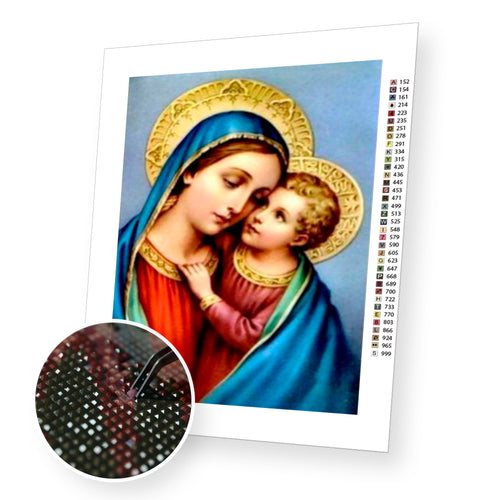 Virgin Mary and Jesus premium diamond painting kit for adults