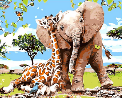 Éléphant et girafe