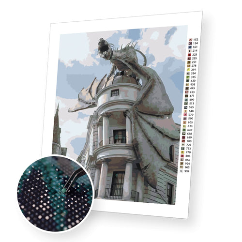 Gringotts Bank and the Dragon premium diamond painting kit for adults