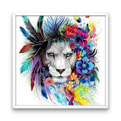 Lion avec des fleurs