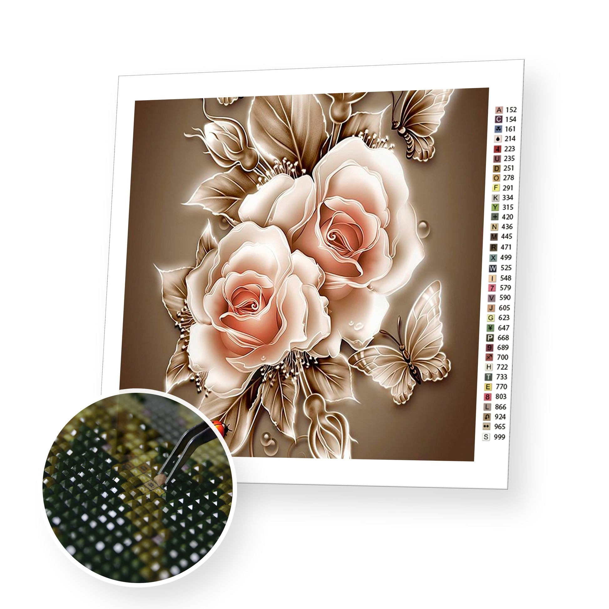 Sepia Rose premium diamond painting kit for adults