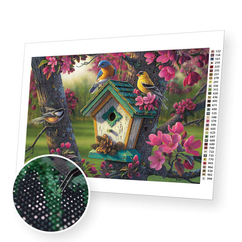 Spring birds premium diamond painting kit for adults