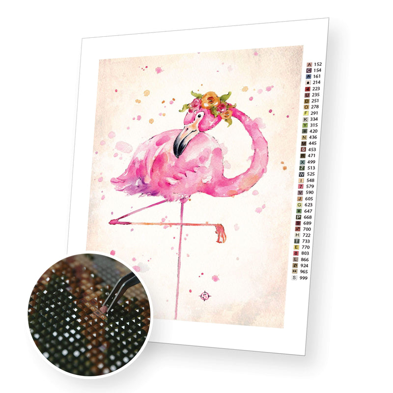 Sweet Flamingo premium diamond painting kit for adults