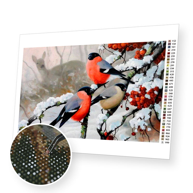 Winter Birds premium diamond painting kit for adults