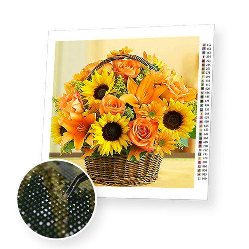 Basket Of Flowers - Diamond Paintig Kit premium diamond painting kit for adults